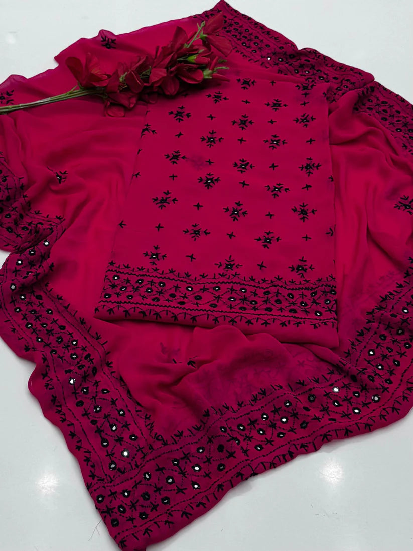 2 piece Chawal Tanka work with four sided dupatta.