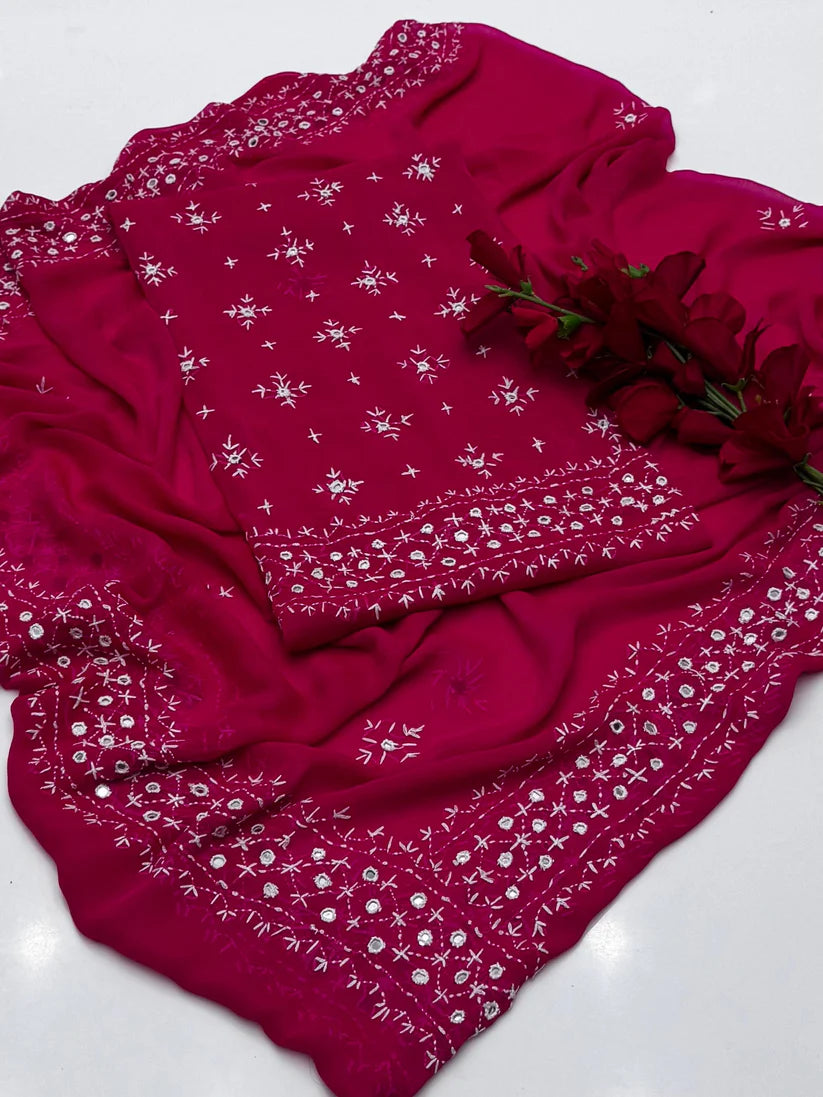 2 piece Chawal Tanka work with four sided dupatta.