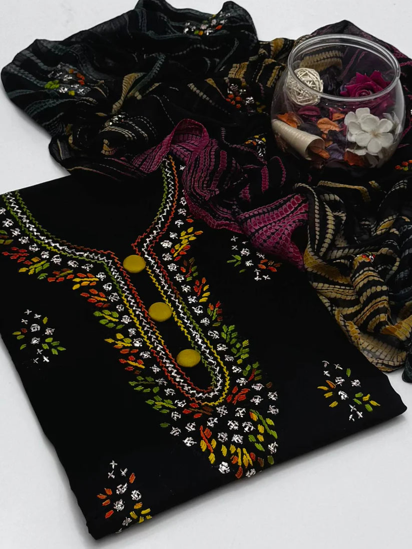 3 Pce Lawn Handmade Pakka Gota