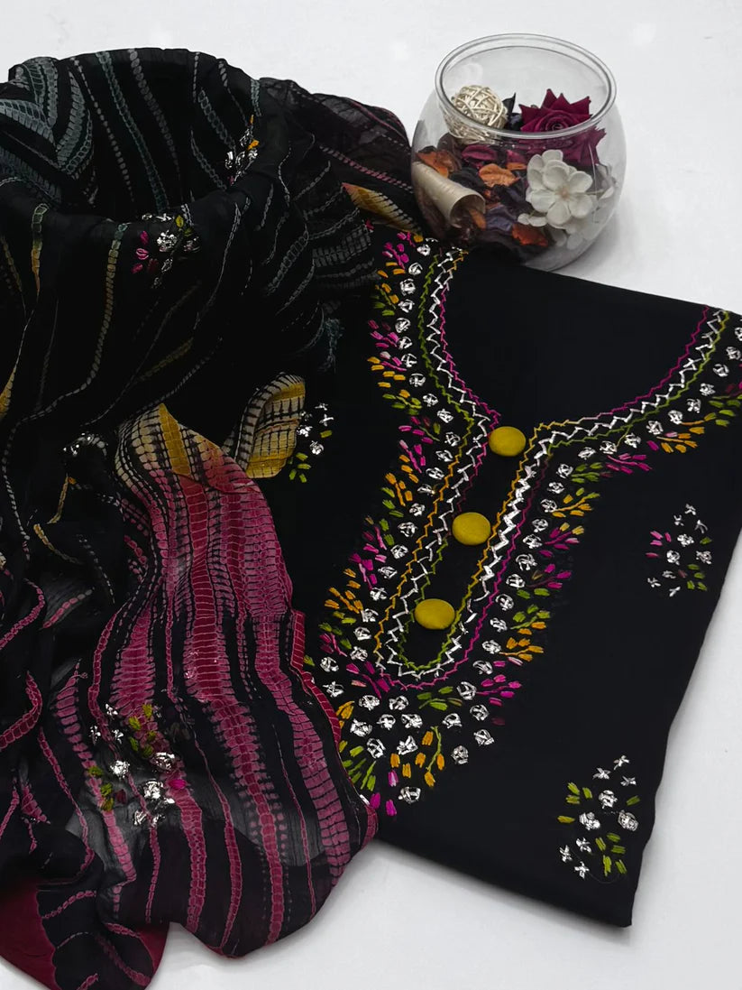 3 Pce Lawn Handmade Pakka Gota