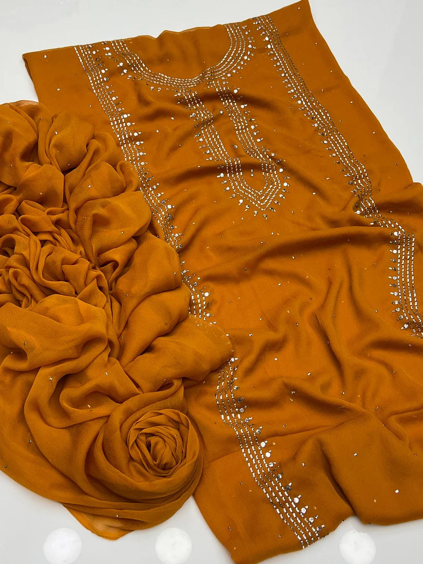 Panel mukesh kurta on soft crinkle chiffon