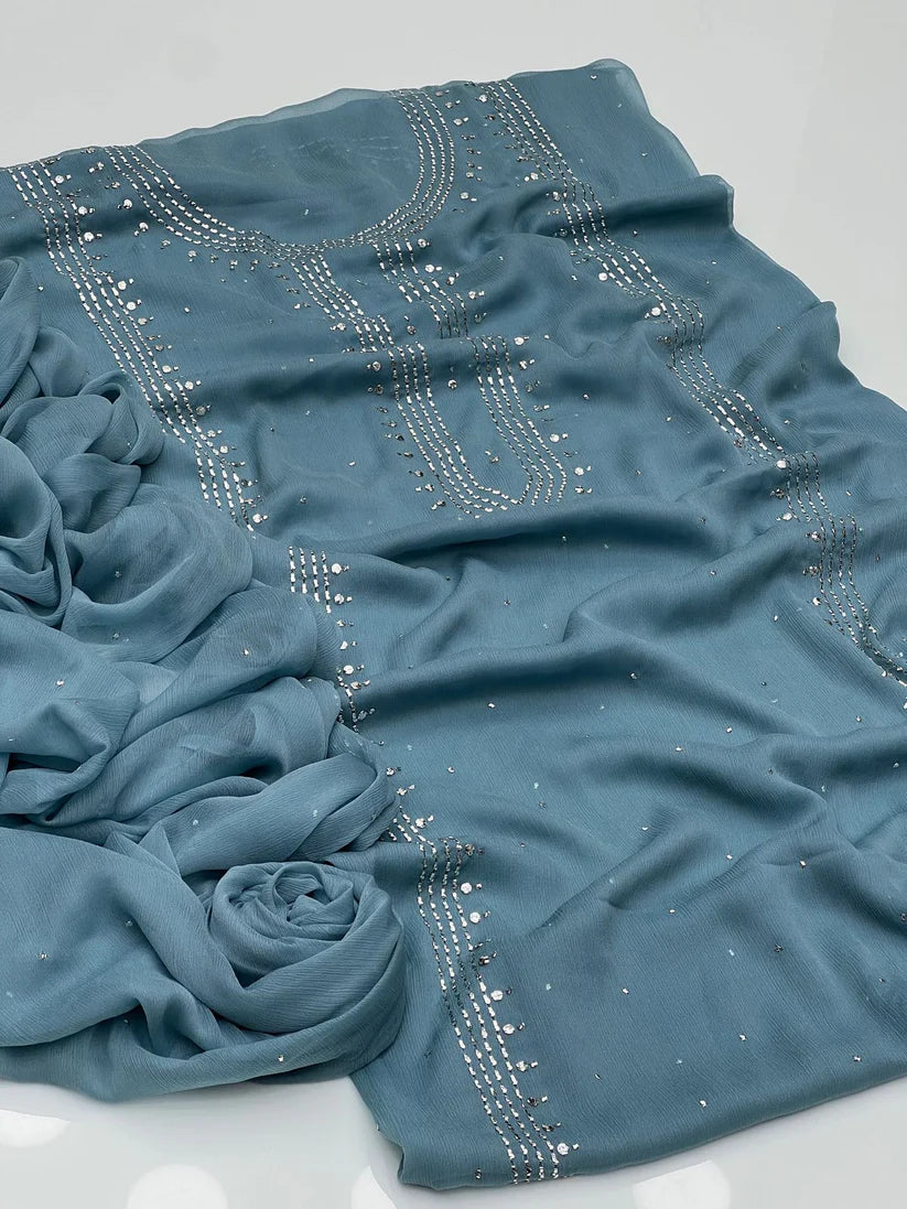 Panel mukesh kurta on soft crinkle chiffon