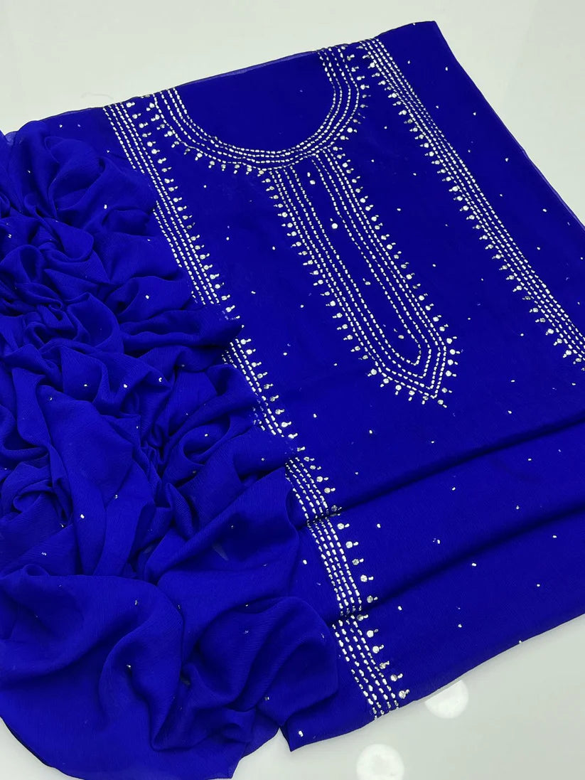 Panel mukesh kurta on soft crinkle chiffon