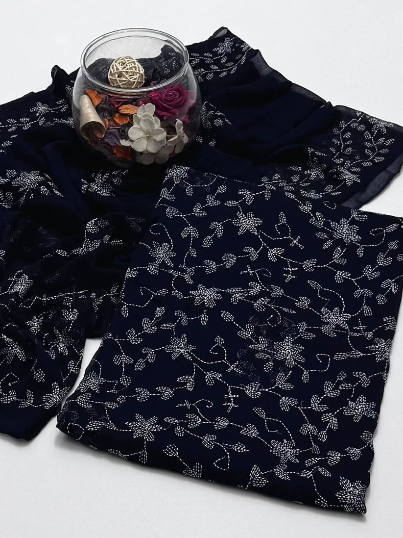 2 Pce Chiffon Handmade Sippi Jall Work