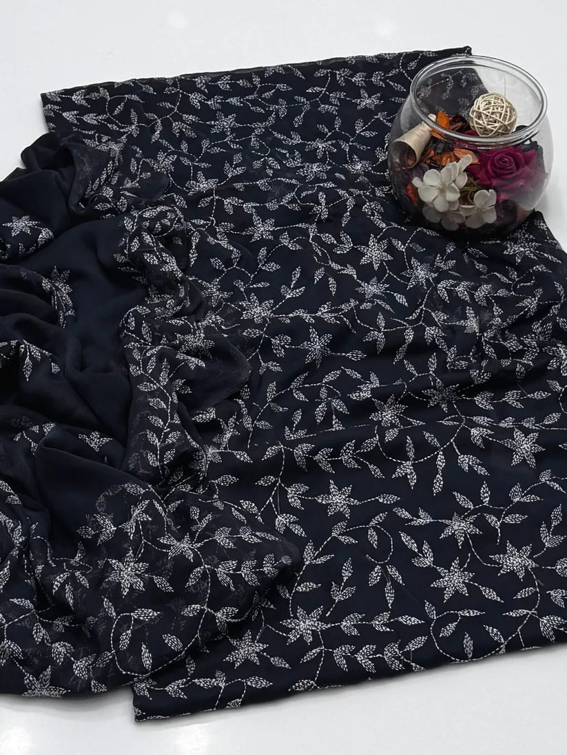 2 Pce Chiffon Handmade Sippi Jall Work