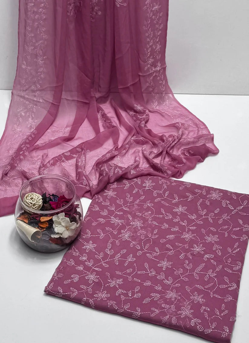 2 Pce Chiffon Handmade Sippi Jall Work